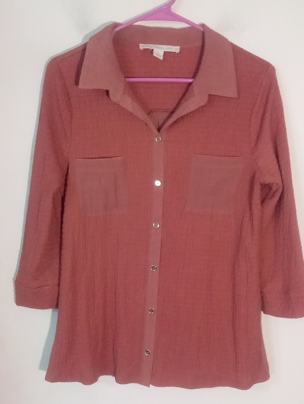 Good Days Only  Button-Front Tunic Shirt  Small EUC Textured